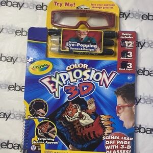 Crayola Color Explosion 3D Art Set Eye Popping Scenes W/ 3D Glasses Sealed